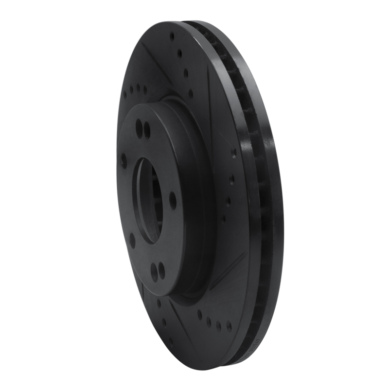 Hyundai Santa Fe Brake Rotor (1) - Front Right - R1 Concepts - Drilled & Slotted - Black - `01-`05